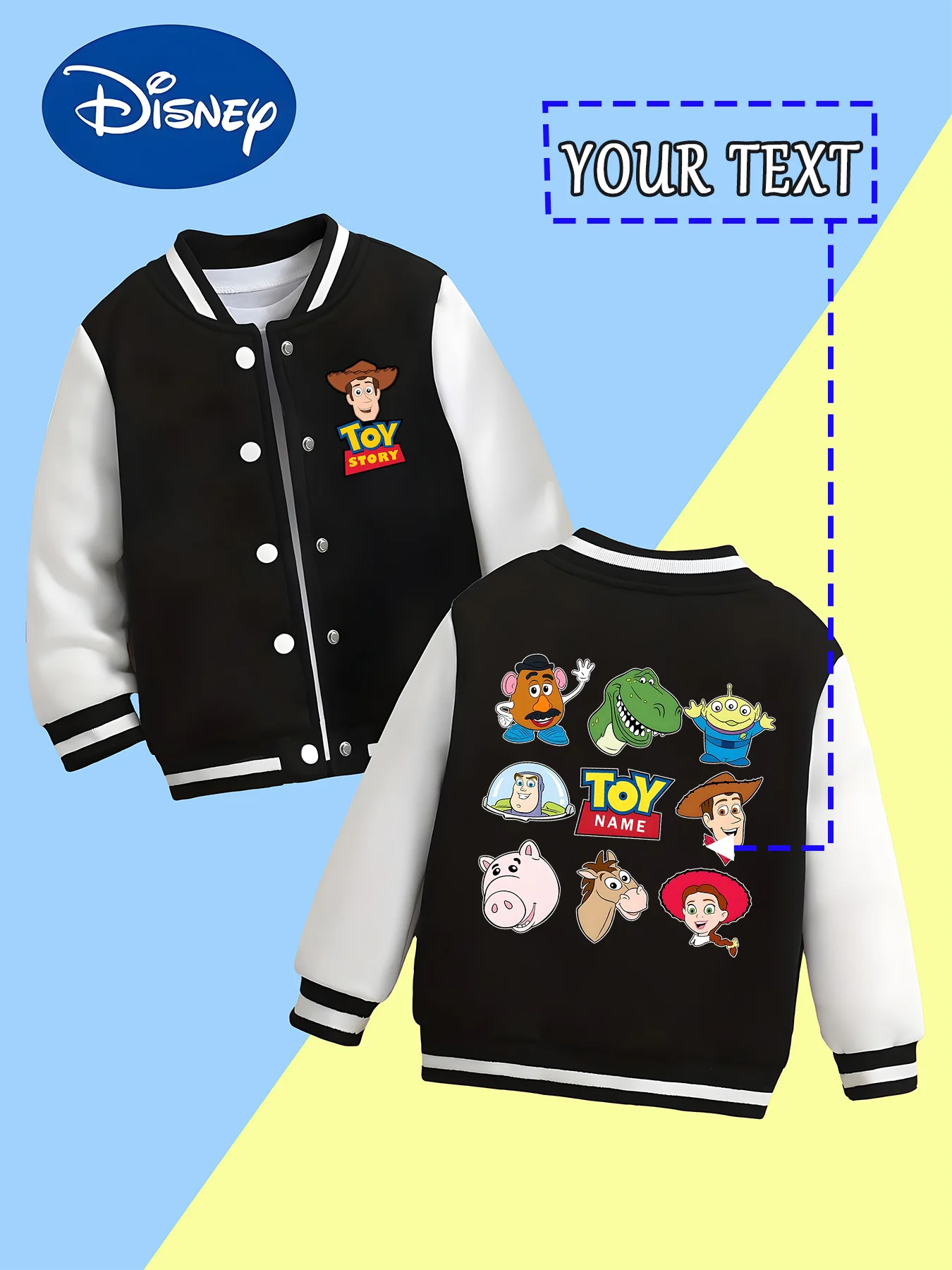 

MINISO Disney Toy Story Family Boys Baseball Jacket - Woody, Buzz, and other characters gather together, full of childhood memor