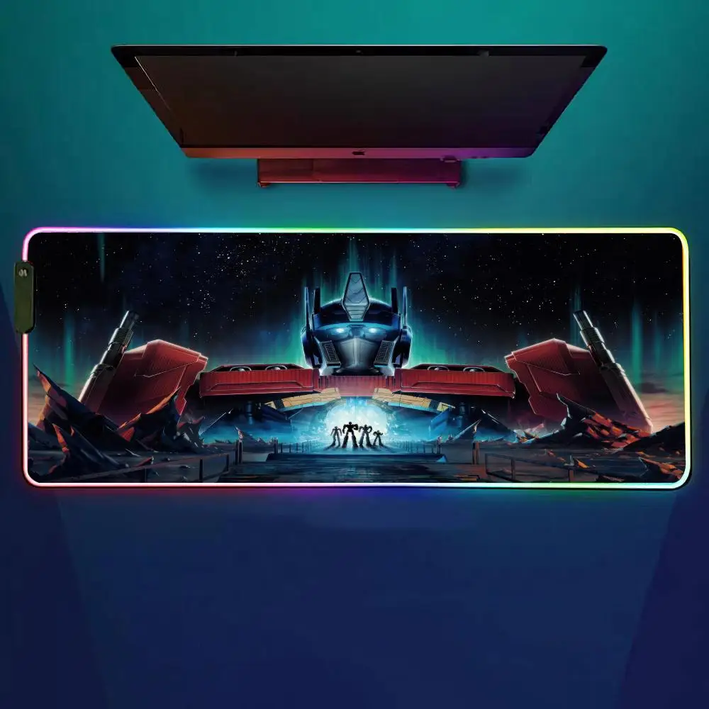 

Коврик для мыши Transformers Character TF, игровой коврик для мыши RGB, настольный коврик HD Gamer, большой светодиодный светильник, коврики для мыши XXL
