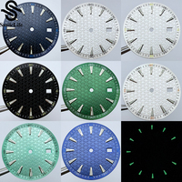 SmileLife 33.5mm Watch Dial Textured Faces Green Luminous Studded Scale Watch Modification Parts for NH35 NH36 4R 7S Movement