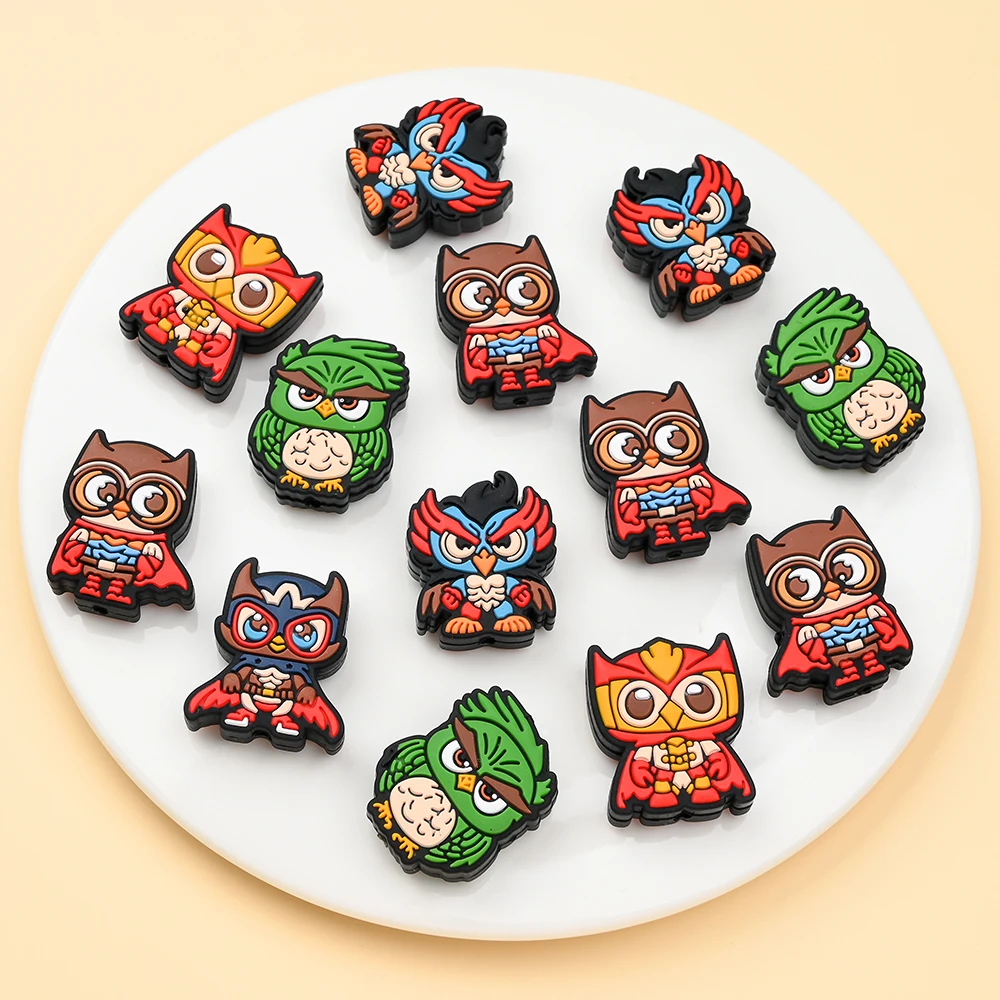 

5 шт. смешанные силиконовые бусины, сова, пищевой фокус, прорезыватель для зубов, бусина для DIY, зажимы для соски, жевательная игрушка для прорезывания зубов, держатель для пустышки, аксессуары