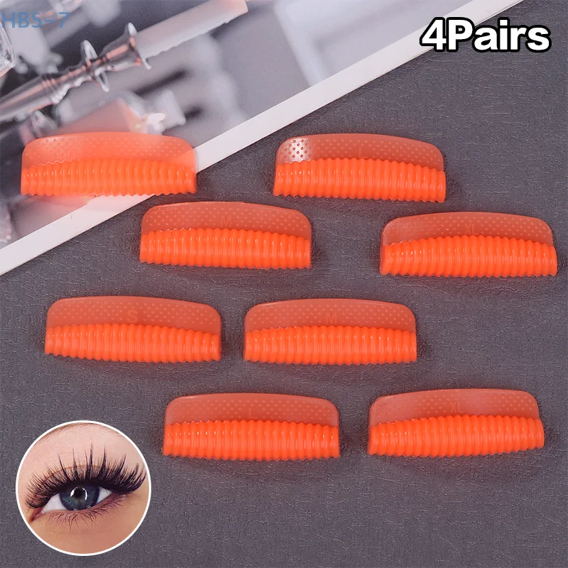 4 paar Silikon Wimpern Dauerwelle Pad Orange Farbe Wiederverwendbare Shell Stil Wimpern Curler Stangen Wimpern Stangen Make-Up-Tools