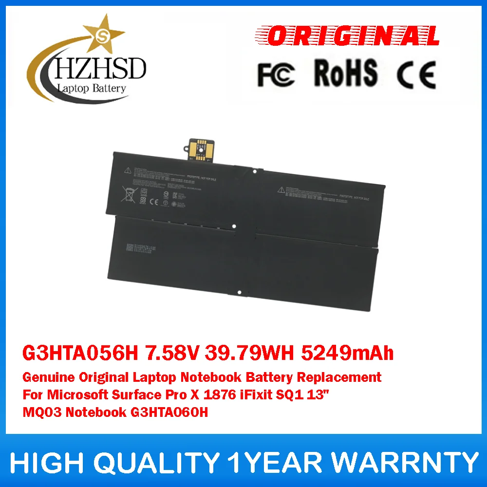 

G3HTA056H 7.58V 39.79Wh 5249mAh Genuine Original Laptop Notebook Battery For Microsoft Surface Pro X 1876 iFixit SQ1 13" MQ03