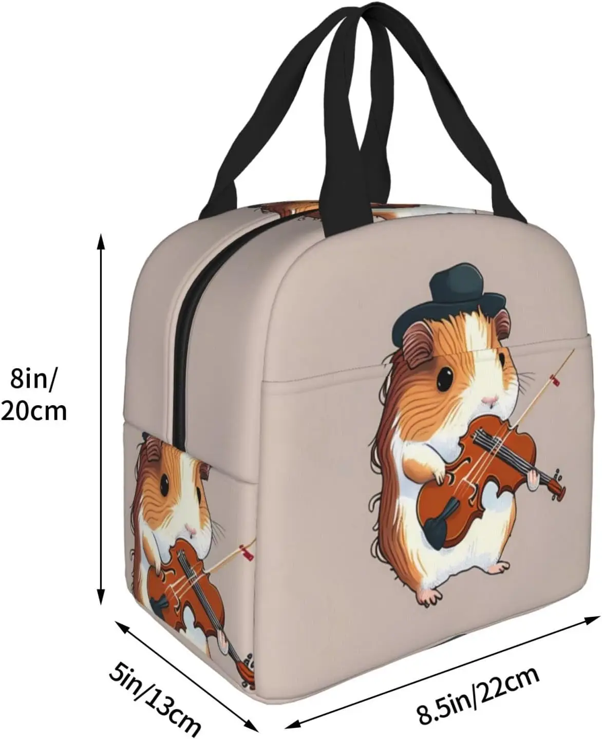 Guinea Pig Play Violin Insulated Lunch Bag Thermal Freezable lunch Tote Waterproof Bento Lu nch Box Women Men Lun ch Tote For