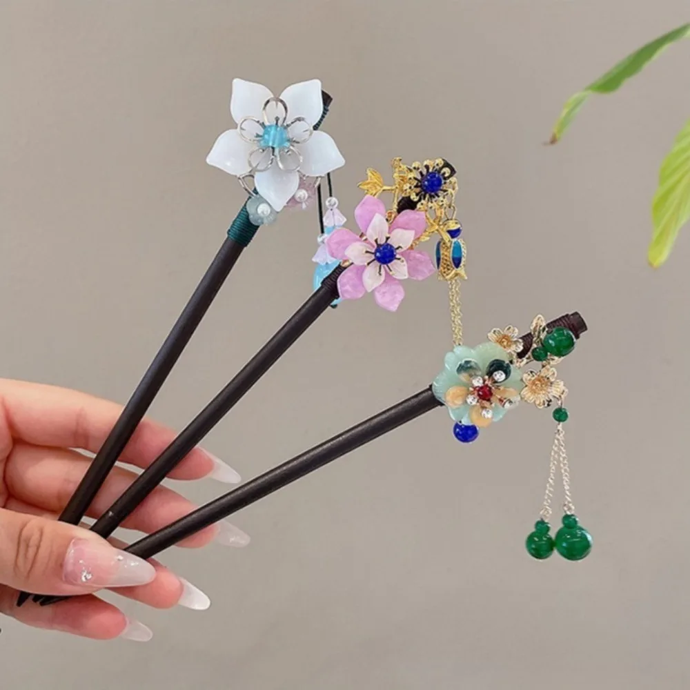 

Wood Tassel Step Shaking Hairpin Chopstick Hair Stick Ancient Hair Ornament Pan Headdress Flower Hair Styling Accessories Gifts