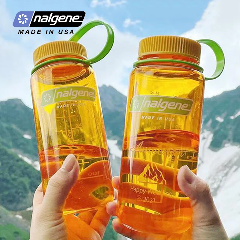 Nalgene-Wide Mouth Water Bottle, Portable, Travel, Hiking, Leak-proof, Outdoor Sports, Drinking Bottle, 500ml and 1000ml