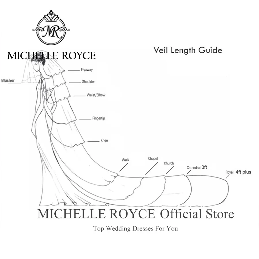 Michelle Royce Customized Wedding Veils custom made length Real Photos Hot Sell