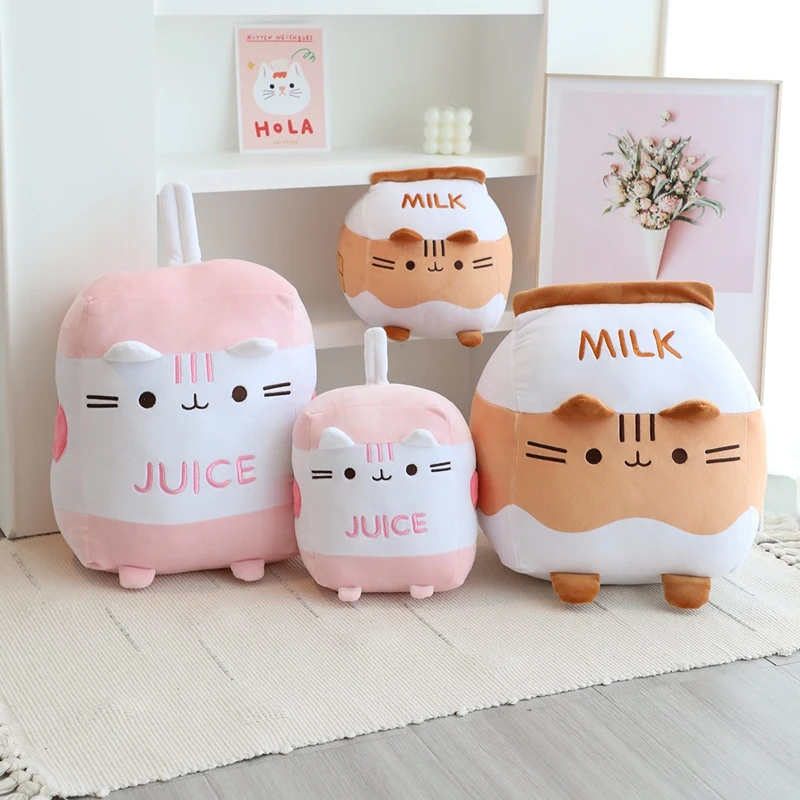 1Pc 22/33/42Cm Cartoon Kattenmelkfles Plushie Knuffel Kitten Staart Achterkant Sap Drank Gooien Kussen Sofa Decor Kussensteun