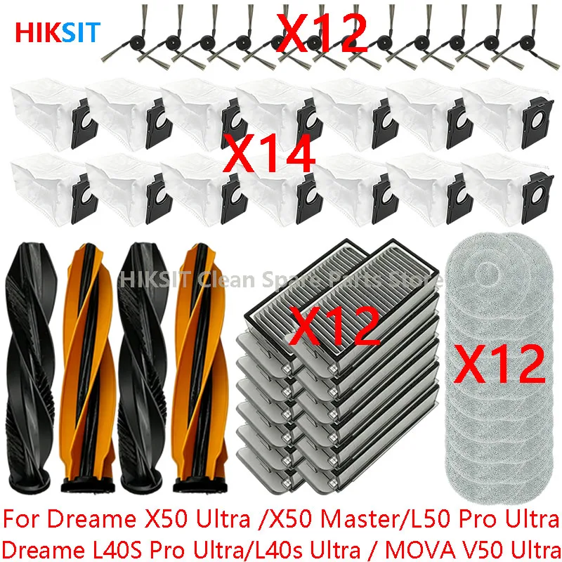 Für (Dreame X50 Ultra /X50 Master/L50 Pro Ultra/L40S Pro Ultra/L40s Ultra / MOVA V50 Ultra) Hauptbürste Filter Wischmopp Staubbeutel