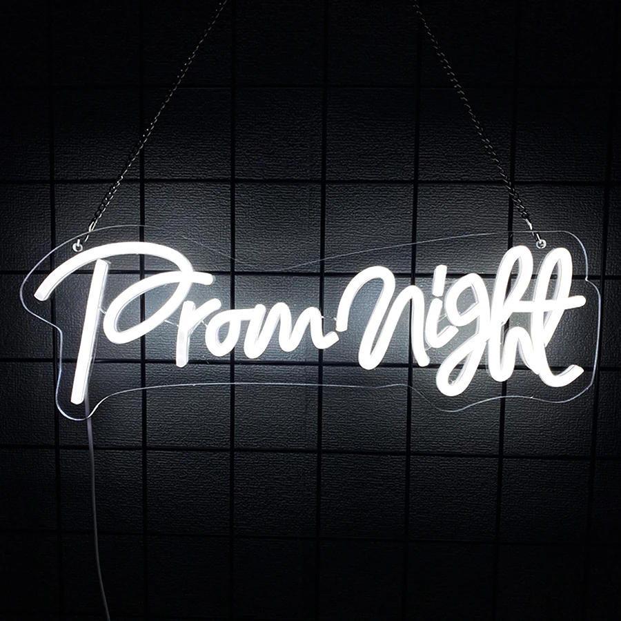 Prom Night Neon Sign, Led White Letter Icon Dance Party Background Decor, Birthday Wedding Graduation Ceremony Art Wall Lamp.