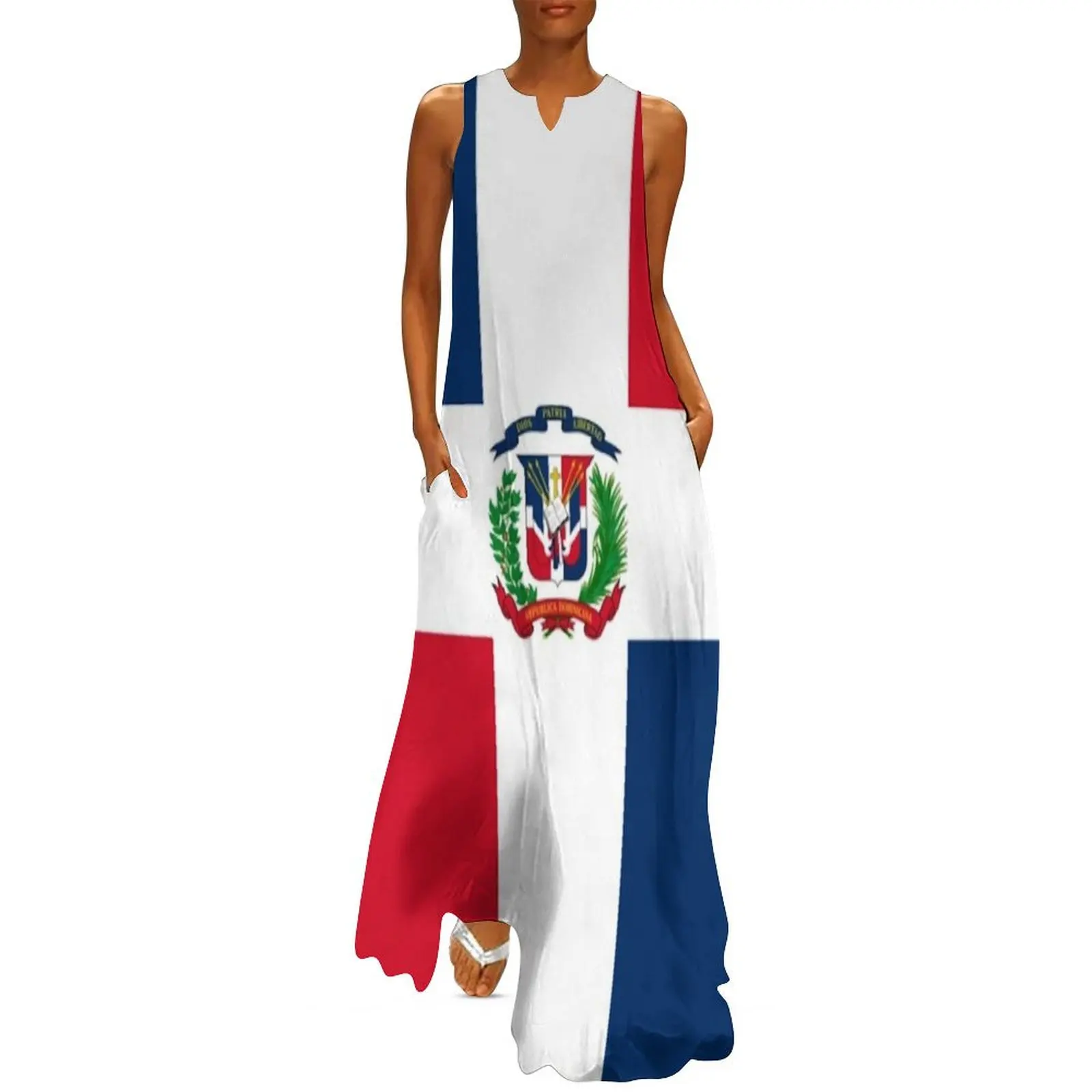Dominican Republic Flag. República Dominicana Flag. Dominican Republic Long Dress clothes for women evening dress woman Dress