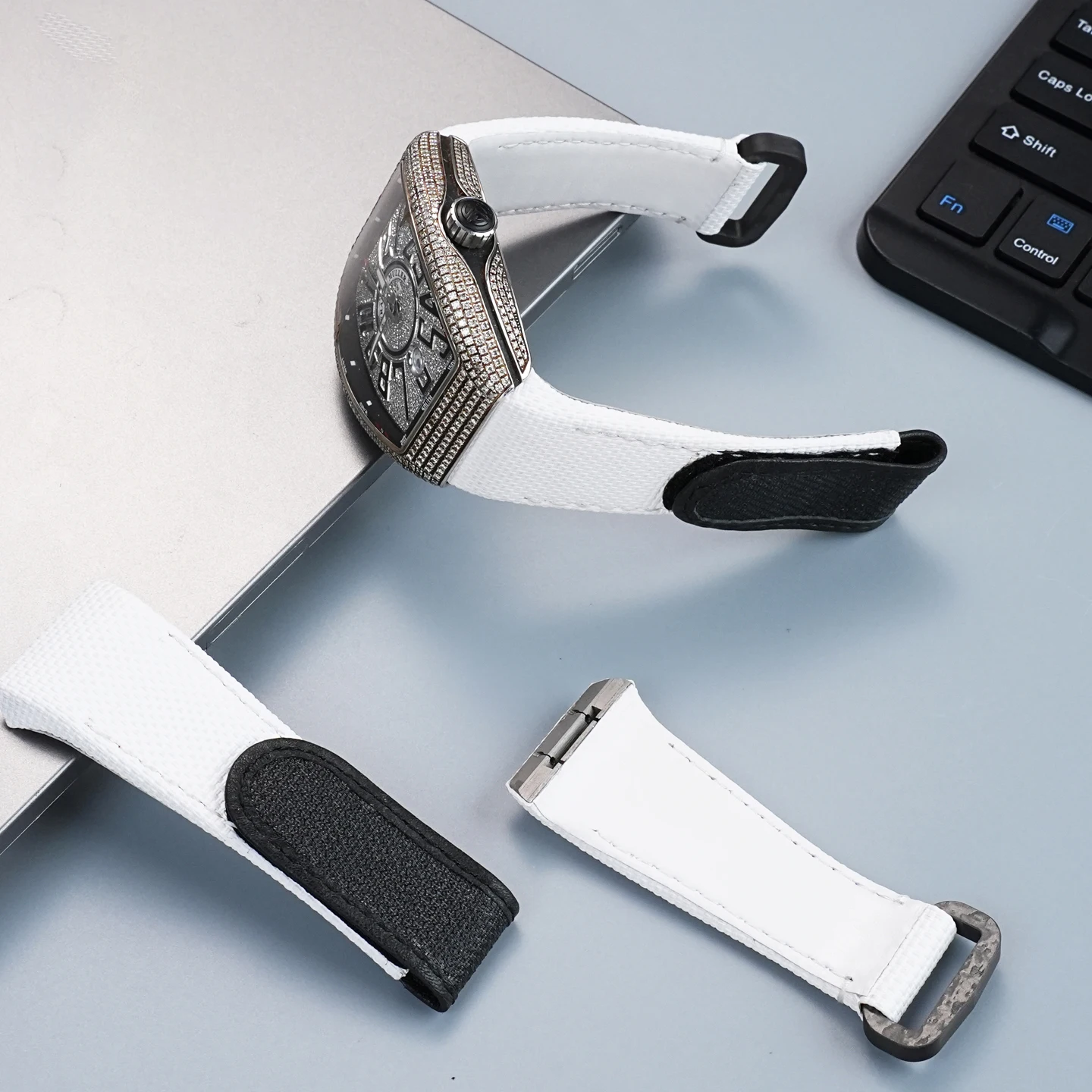 Для Frank Muller V45 ремешок для часов V32 V41 фторкаучуковый ремешок для часов Famulan Series холст браслет по индивидуальному заказу красный белый желтый