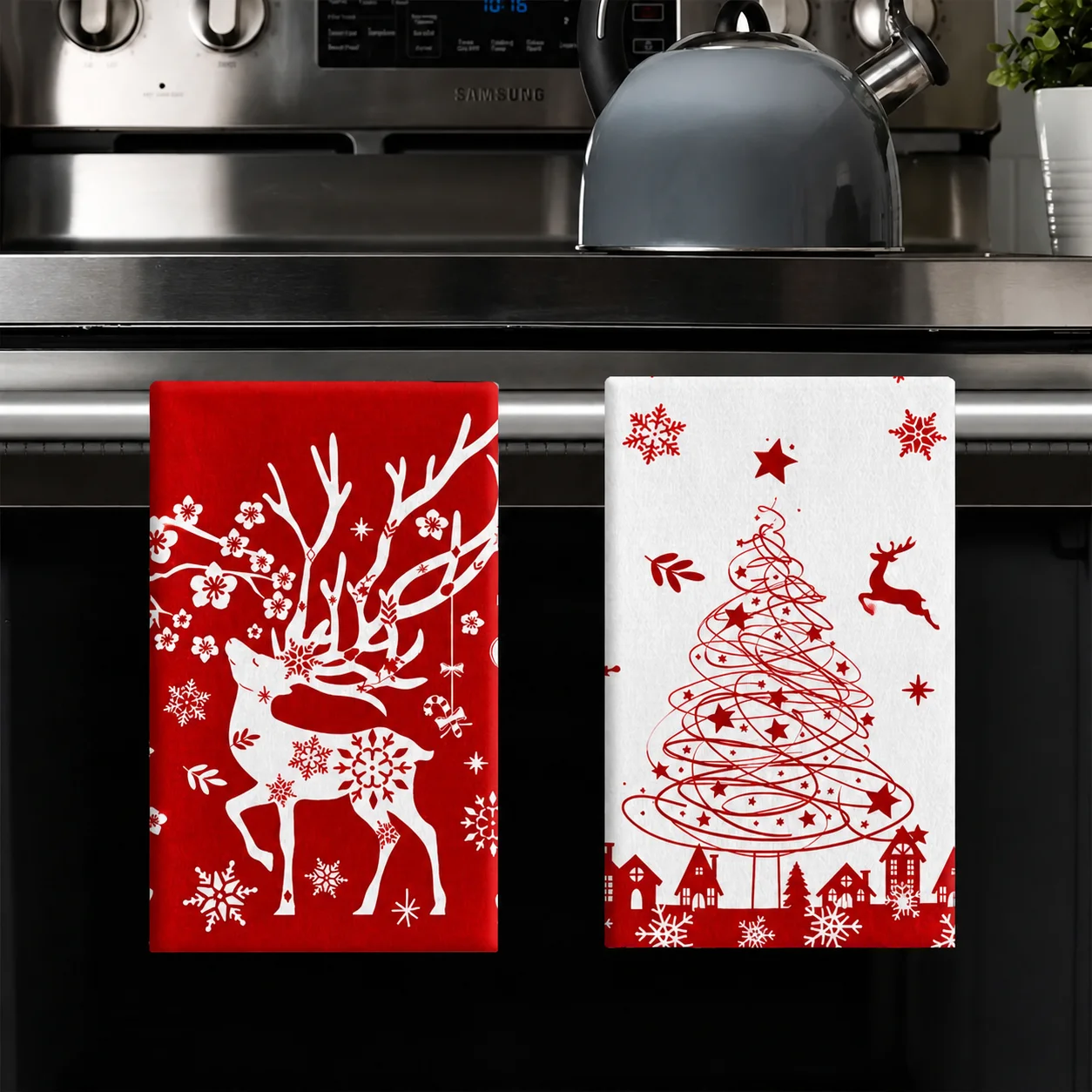 Christmas Decorative Towels Machine Washable Kitchen Hand Towels Dish Cloths Soft Printed Cleaning Towels For Dinner Table Car