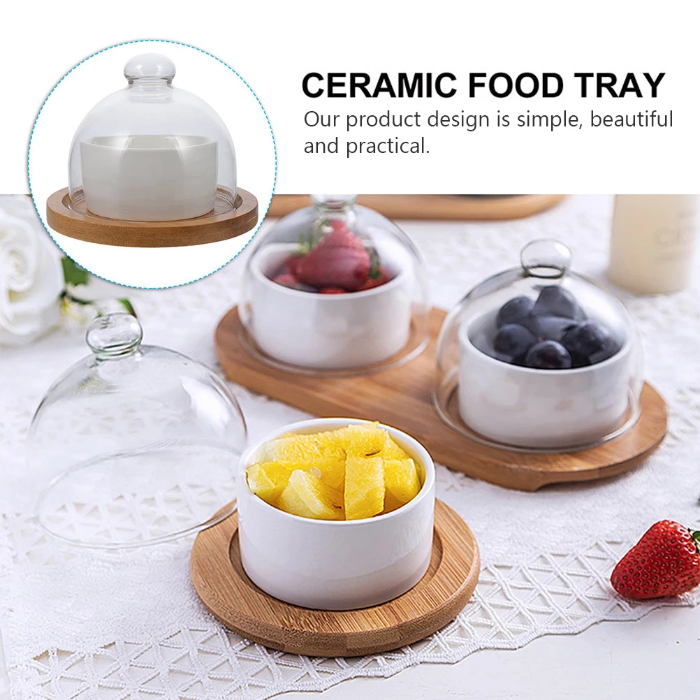 

Ceramic Platter Small Store Ice Cream Salads Snacks Desserts Wood Tray Breakfast Baking Food Kids Safe Kitchen Table