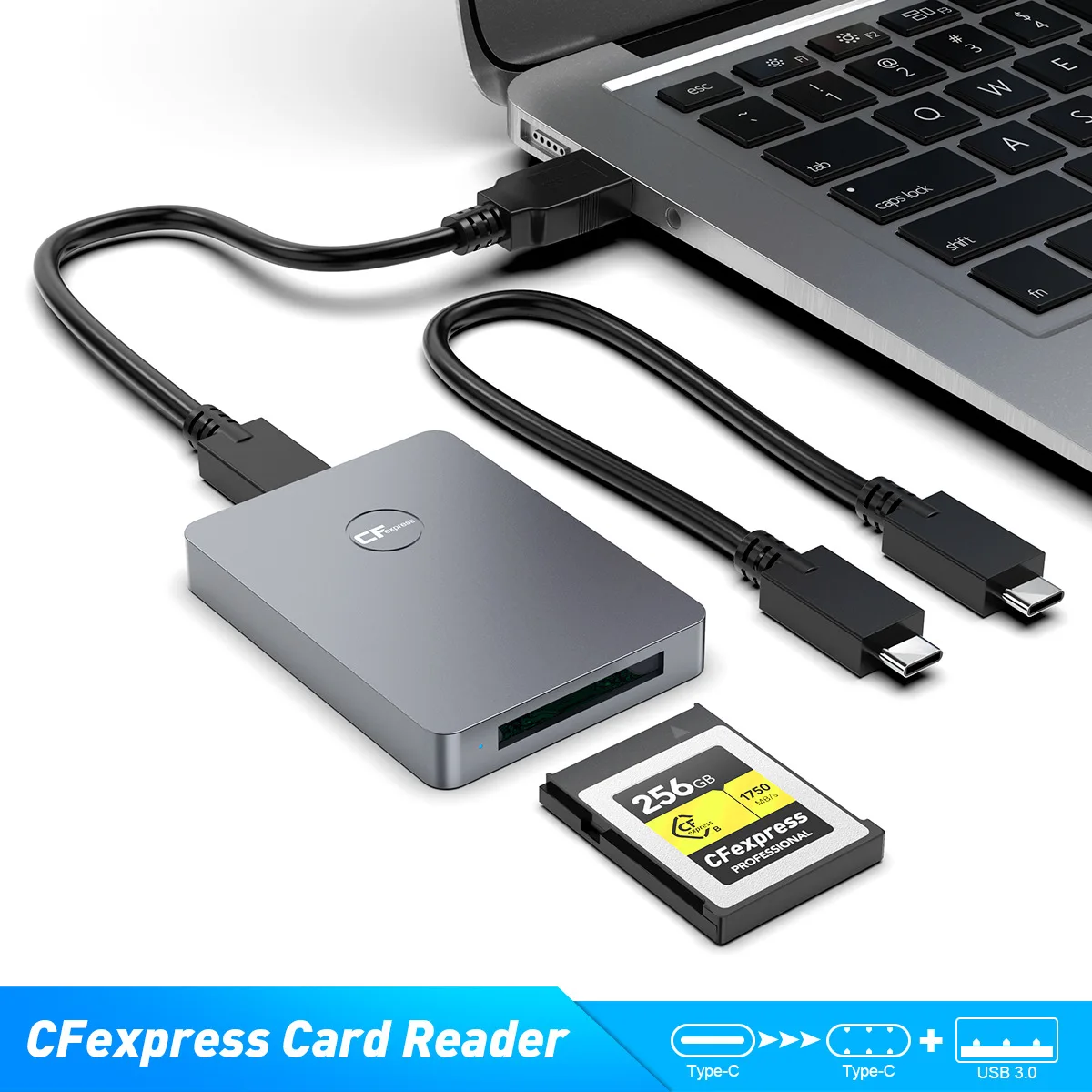 USB-C para leitor de cartão cfexpress usb3.1 gen2 tipo b c suporte adaptador cf/ntfs/ext4/fat32/exfat cartão de memória para macbook/pc porta usb