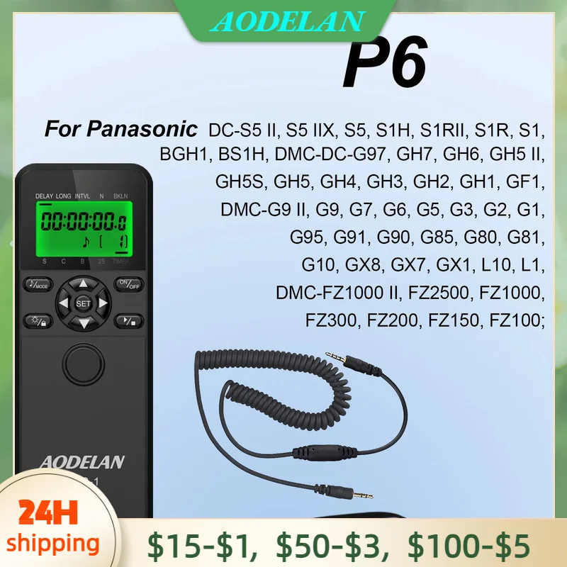 

Пульт дистанционного управления с интервалометром AODELAN DMW-RSL1 для Panasonic GH5 GH4 S5 S1 S1R S1H GX8 GX7 FZ300 FZ1000 FZ200 FZ150 FZ100