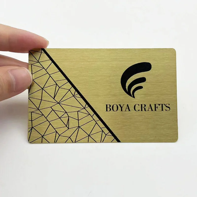 pieces-Custom.BOYA Brushed Surface Logo Print Stainless Steel and Brass Metal Blank Card Business Card card