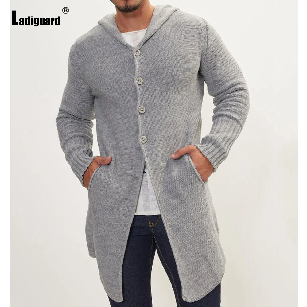 2024 Men's Hoodies Knitting Sweaters Long Trench Coats Men Basic Top Cardigans Plus Size Mens Vintage Pocket Design Sweater New