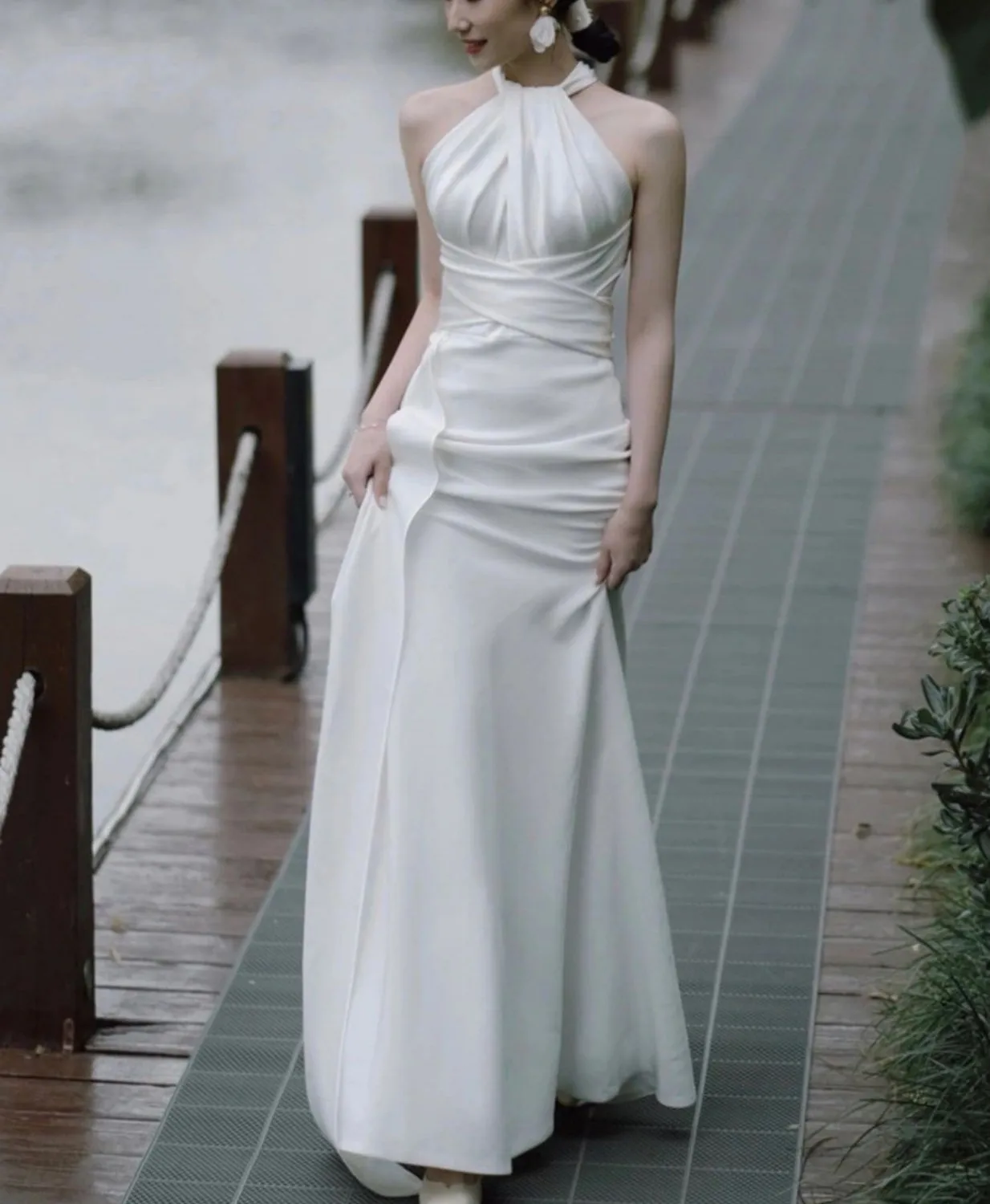 2025 Sexy Women Wedding Dress Halter Backless Bridal Party Gowns For Photography New Arrival Boho Vestido De Novia