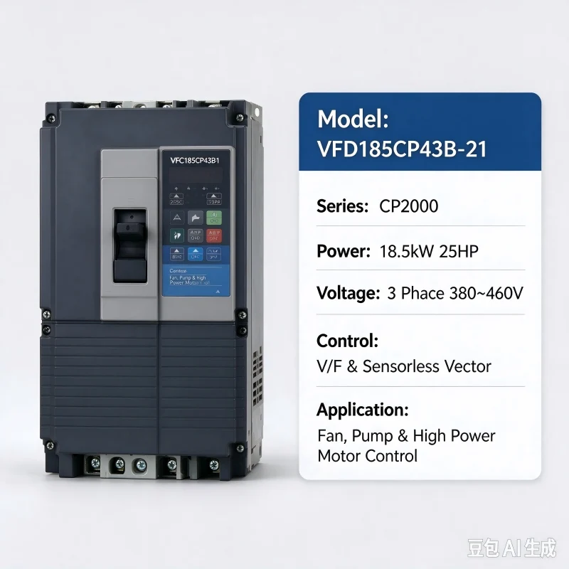 100% Original Delta VFD185CP43B-21 AC Motor Drive 18.5kW 380~460V 3Phase VFD CP2000 Series Frequency Converter In Stock