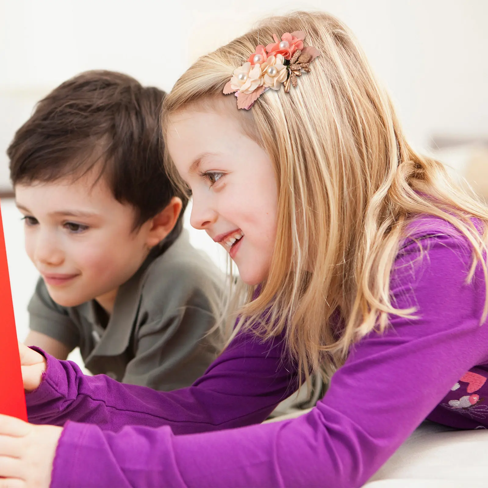 

3Pcs Floral Hair Clips for Children Elegant Simulation Flower Headdress Suitable for Wedding Dance Party Photography Use