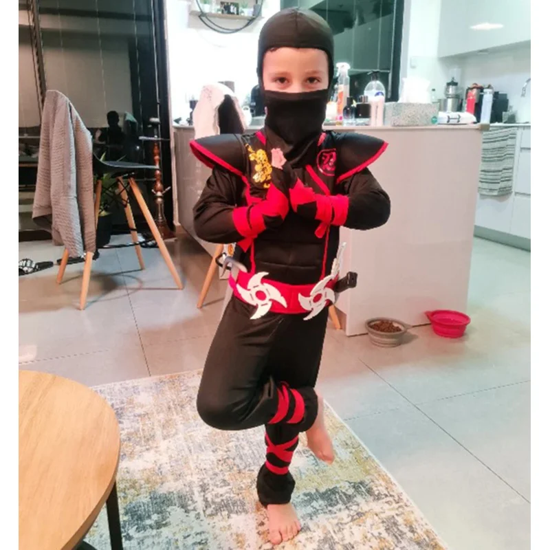 닌자 코스튬 근육 가슴 파워 닌자 세트 코스프레, 소년 소녀 파티, 멋진 원피스 단검 칼, 다트 카니발 검객 워러 세트