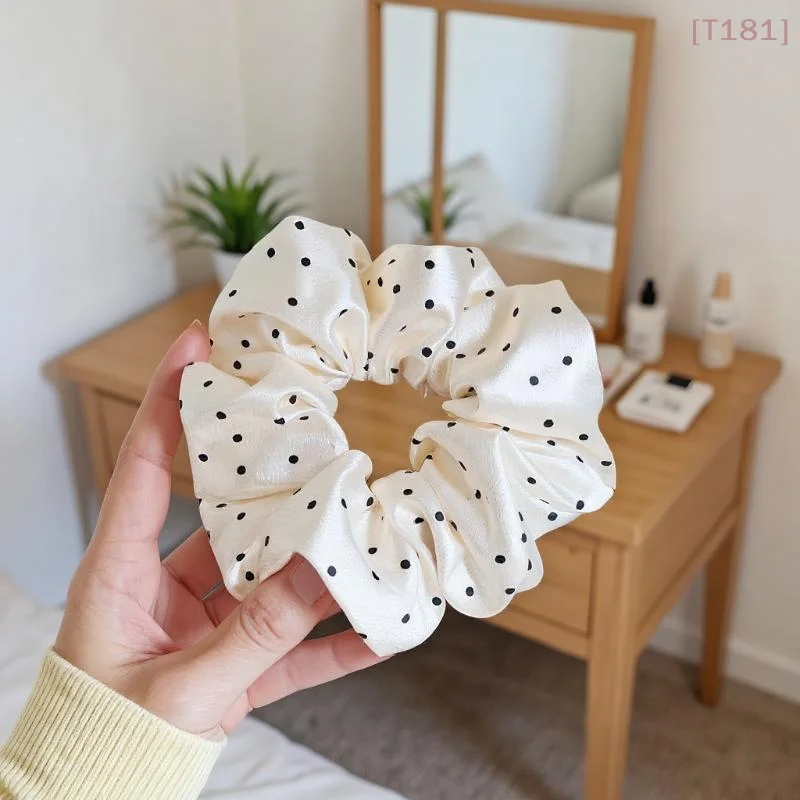 

Новые черно-белые резинки для волос в горошек, большие элегантные резинки для волос для женщин, резинки-пружинки для хвоста, аксессуары для волос