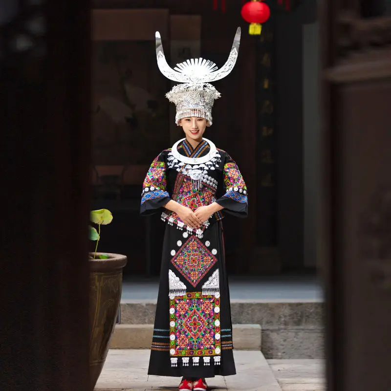 

Miao dress skirt Xiangxi Miao Tujia ethnic minority Chinese Folk Dancing Stage & Dance Wear for women Photo shoot Travel shot