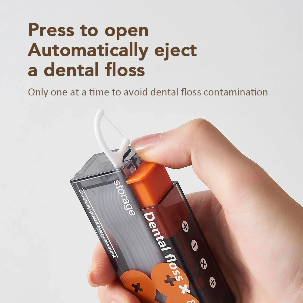 Dozownik do nici dentystycznej w 1 pudełku zawiera 10 szt. nici, przenośny automatyczny pojemnik na nici dentystyczne, wykałaczka, patyczki do zębów, higiena jamy ustnej.