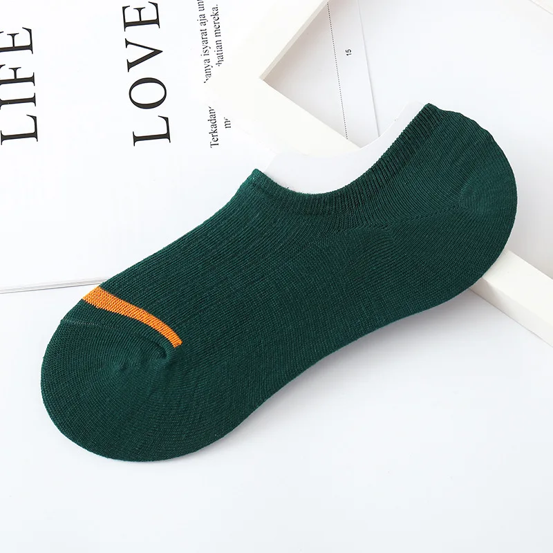 8 Pairs Women Invisible Sock Slippers Fashion Men Solid Color Toe Striped Non Slip Silicone Short Ankle Socks No Show Boat Socks