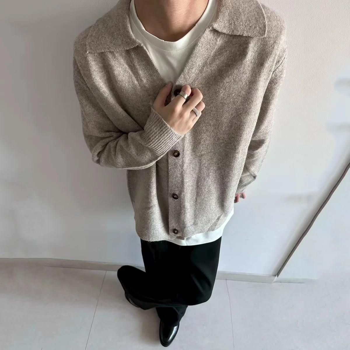 

Осенне-зимний кардиган Cleanfit, свитер свободного покроя с воротником, вязаное верхнее пальто для мужчин и женщин, повседневная одежда