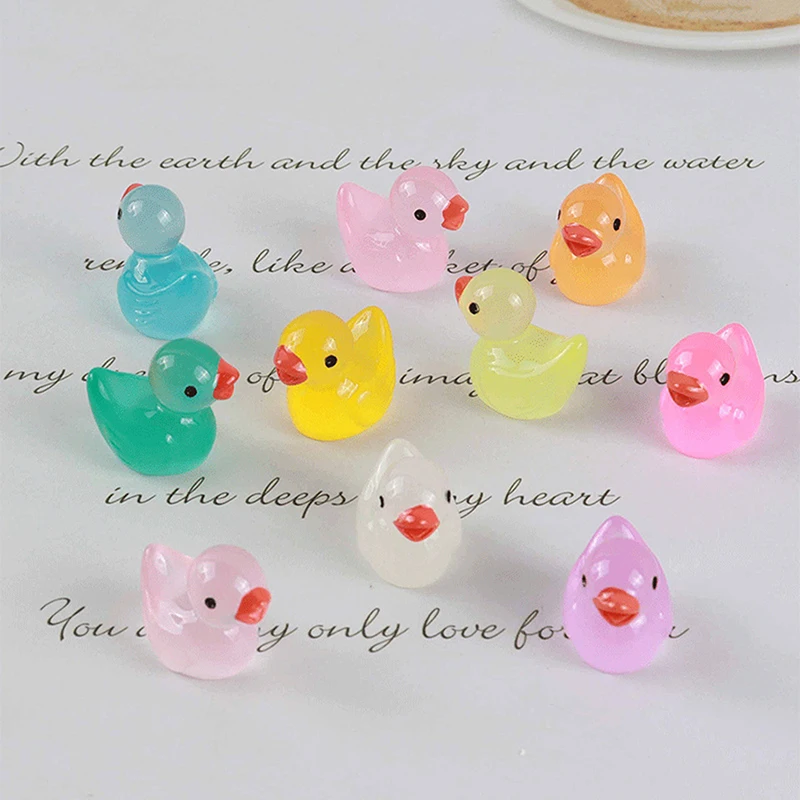 Luminous Mini Duck Figurines, Moss Microsystems, Dollhouse Miniatura, Fairy Jardim Acessórios, Glow in the Dark, 50pcs