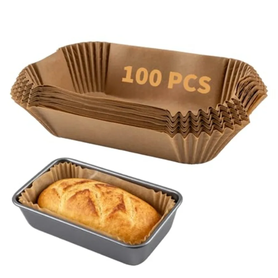 

100 Pcs Loaf Pan Liners for Baking Bread 9x5 Inch, Disposable Non-Stick Bread Pan Liners, Pre Formed Rectangle Parchment Paper,