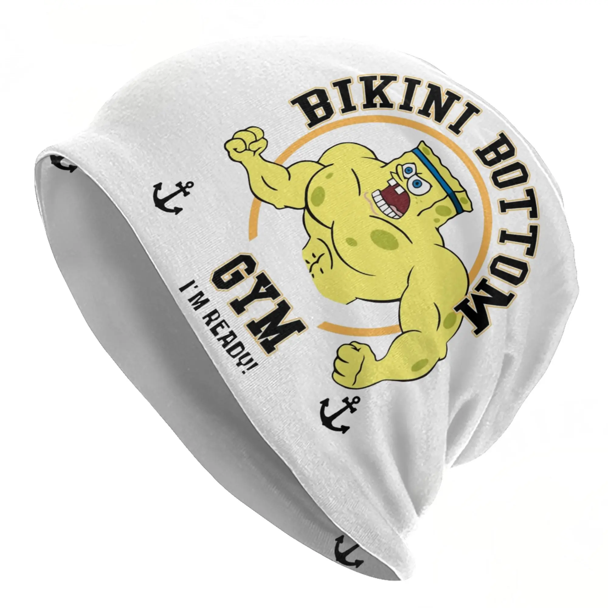 Bikini Bottom Gym Spongebobed Cap  Goth Autumn Winter Outdoor Skullies Beanies Hats Spring Warm Dual-use Bonnet Knitted Hat