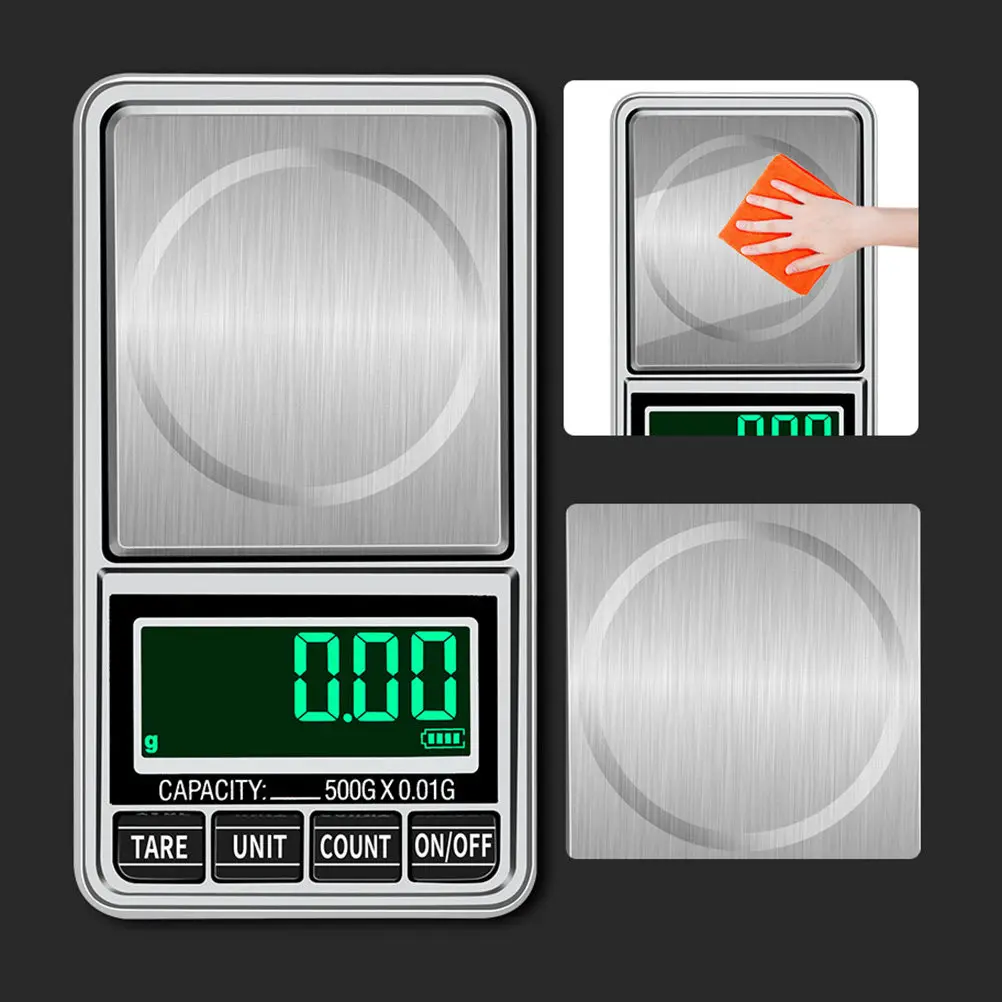 Jewelry Scale 500G/0.01G Stainless Steel Backlit Lcd Mini Scale For Coins Tea Pills Usb Powered