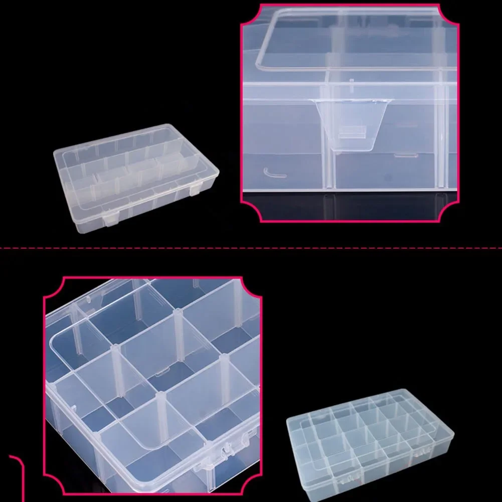 1pc 24 Grids Plastic Craft Organizer Storage Box With Removable Grids Household Transparent Dustproof Tool Storage Box