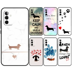 Cartoon Dachshund Sausage Dog Case For Samsung Galaxy A34 A54 A14 A13 A33 A53 A12 A32 A52 A71 A51 A25 A55 A35 A15 Cover