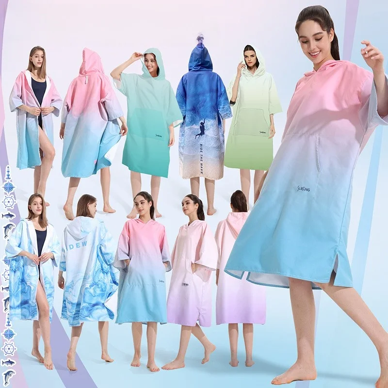 كوي جاف شاطئ السباحة منشفة مقنعين عباءة مع سحاب تصفح تغيير رداء توم شينغ عبر الحدود سبيدي Drng Batobe #2