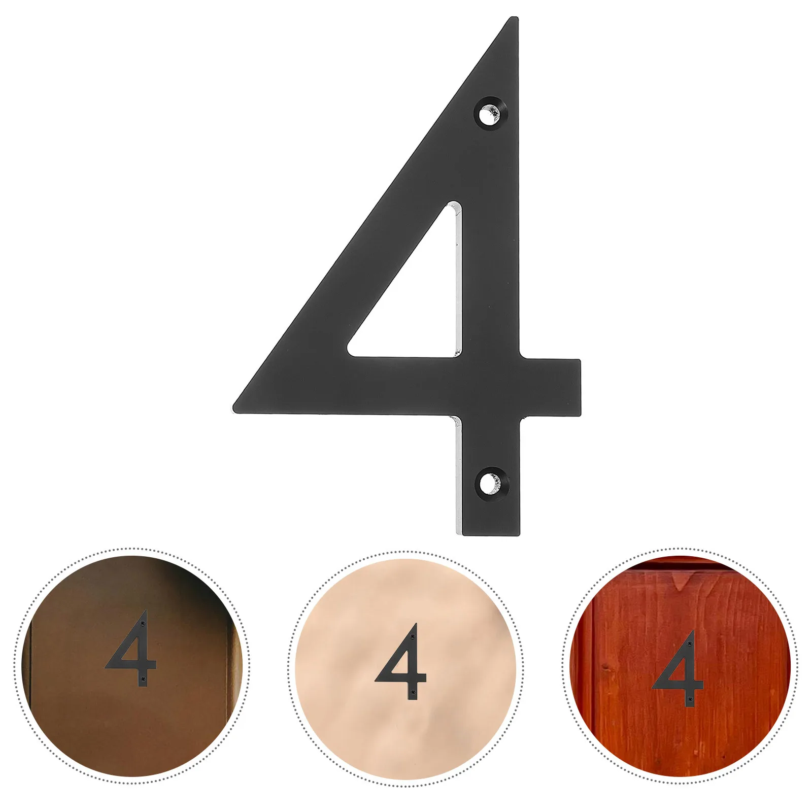 

Acrylic Number 4 Modern Black Fully Perforated Outdoor Villa Courtyard Floor Door Sign Easy Installation Visible Address