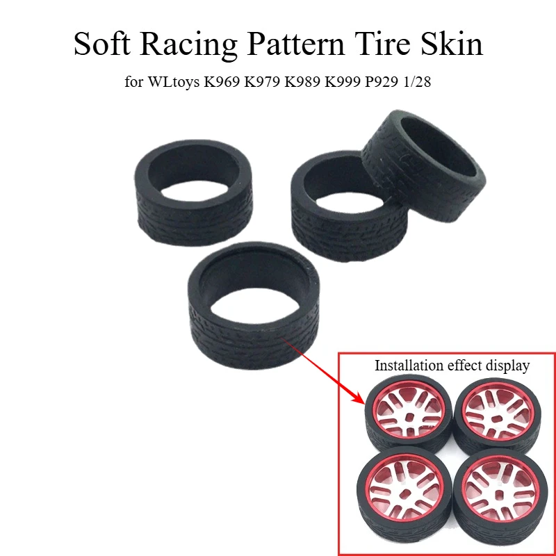 RC Crawler Custom Color Soft Racing Pattern Tire Skin Spare Parts for WLtoys K969 K979 K989 K999 P929 1/28 Mini RC Car Accessory