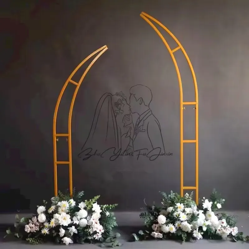 

New Wedding Decoration Arch Stand Iron Horn Gate Flower Rack For Party Stage Background DIY Site Layout Props White Gold Black