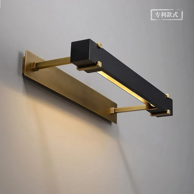 Living room master bedroom mirror cabinet full copper headlight, creative  retro hotel bathroom bathroom bathroom wall lamp