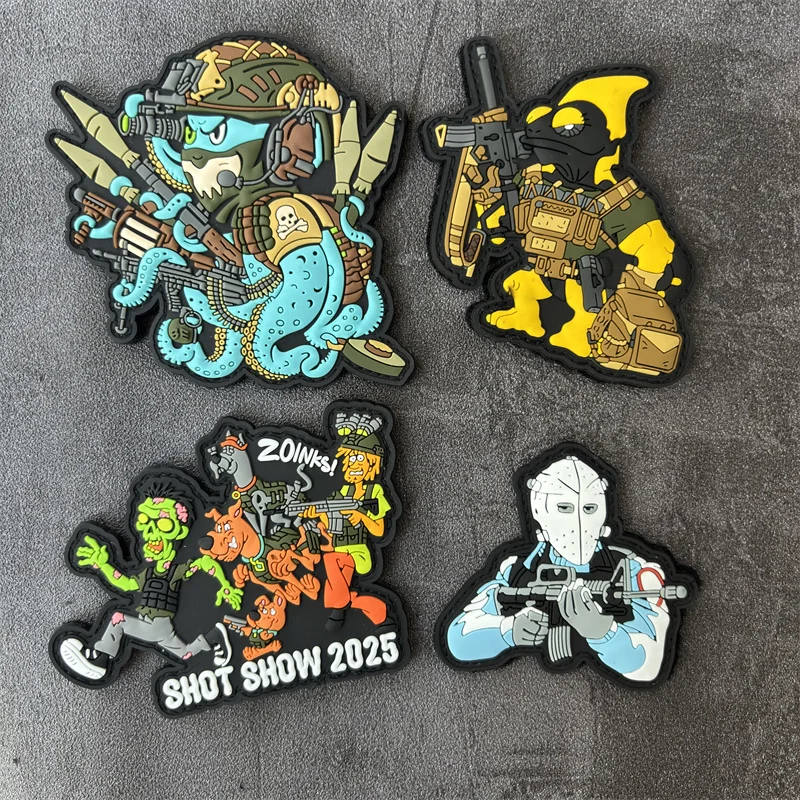 

Tactical PVC Octopus with Bullet Patch Military Morale Badge Hook Loop Army Armband Patches Backpack Sticker for Clothing