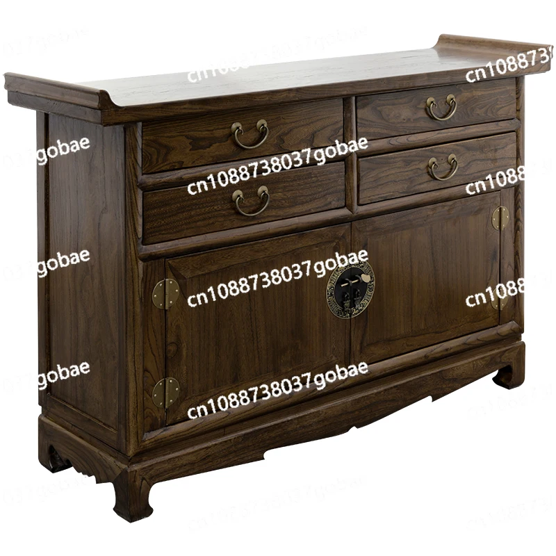 

CX New Chinese Style Entrance Cabinet Solid Wood Retro Decorative Locker Partition Door Living Room Cabinet