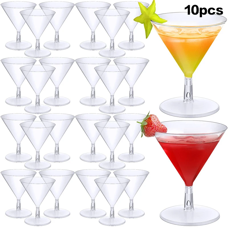 ●10Pcs Fashion Wine Party Champagne Cocktail Plastic Champagne Disposable Goblet Beer  Cups Party Tableware