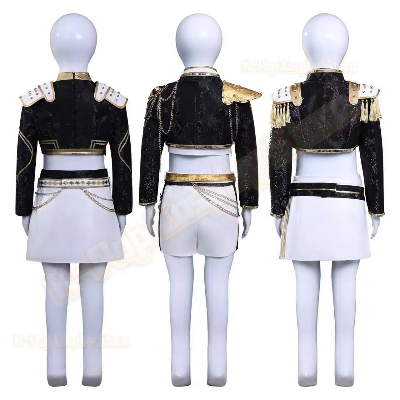 زي أداء ذهبي أسود للأطفال KPop شيطان الصيادين هنتركس رومي زوي ميرا أزياء تنكرية للفتيات فستان حفلات الهالوين