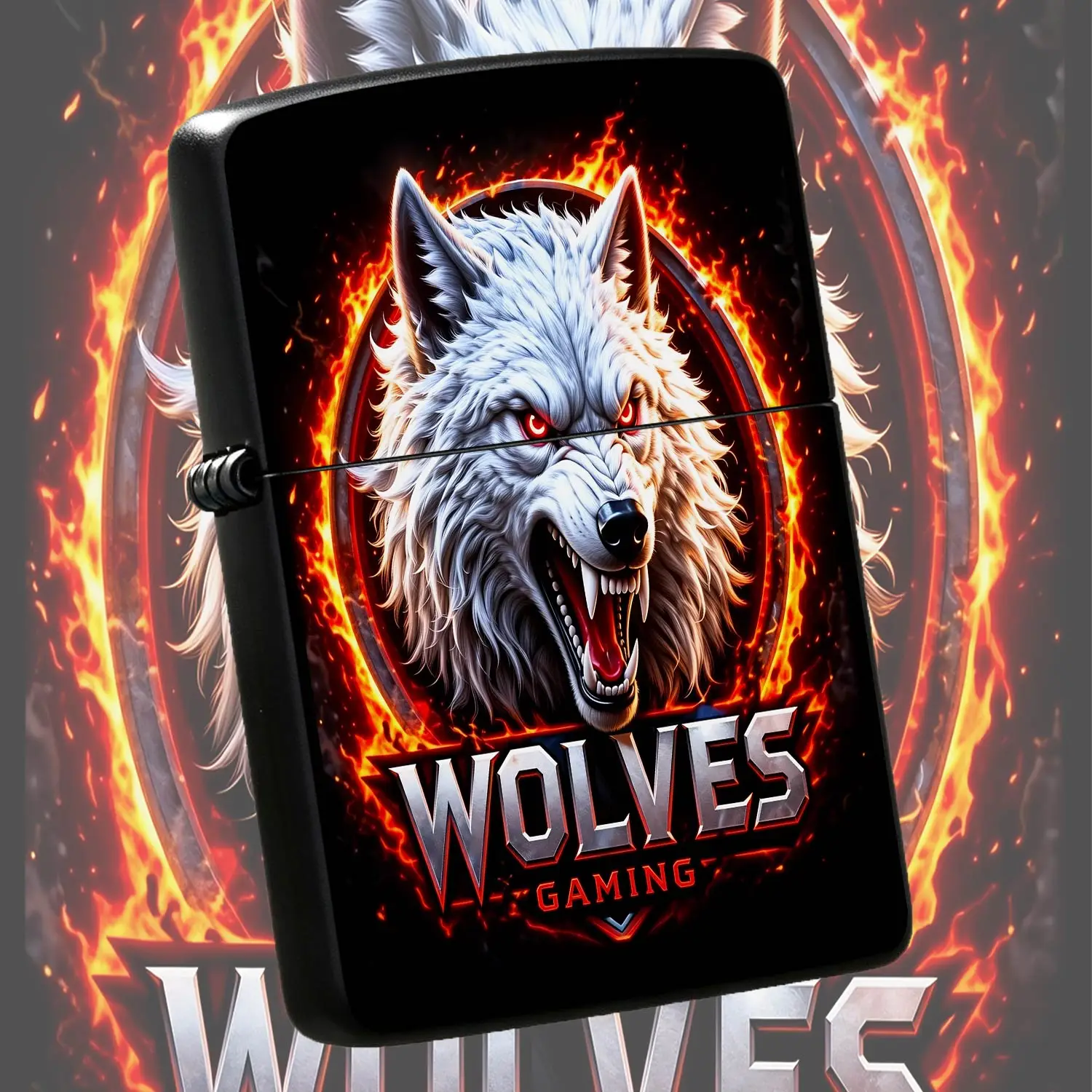 Cool Fiery White Wolf Wolves Gaming Themed Portable Lighter, Trendy Esports Style Stylish Carry-On Ignition Item, Suitable For Daily Lighting Scents Candles, Outdoor Camping, Multi-Scenario Practical Creative Gift, Eye-C A Humorou And Inter