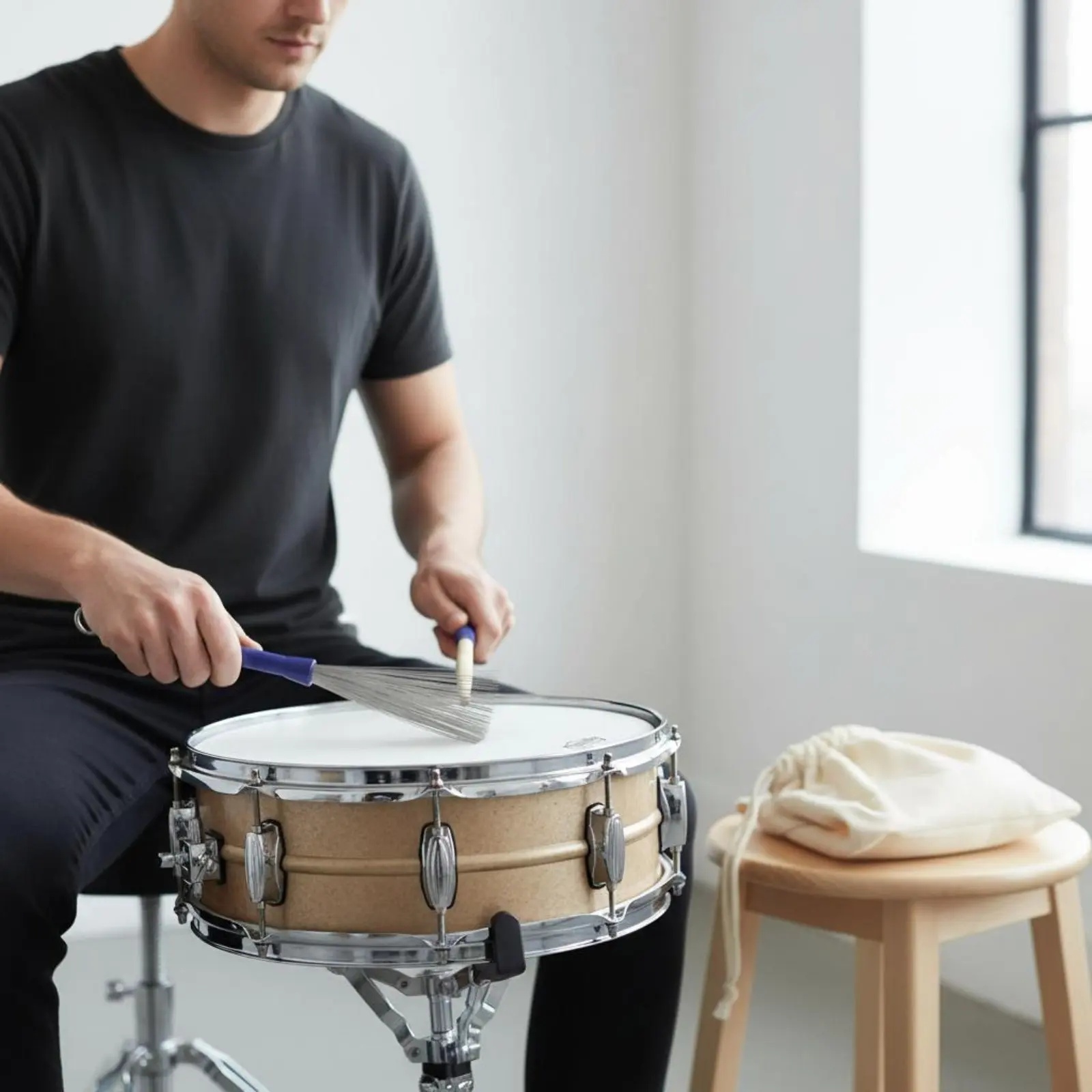 

Wire Drum Brush Stainless Steel Jazz Drum Brush Music Accessory Lightweight Light Playing for Performance