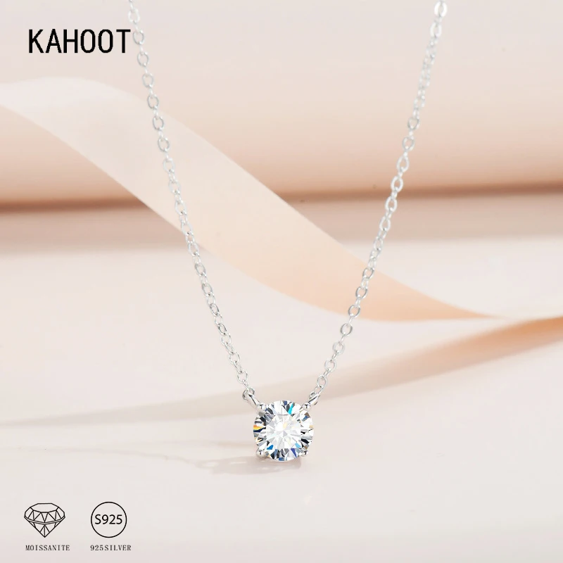 925 Sterling Silver Moissanite 1-3 Carat Set Chain Necklace Advanced Light Luxury Niche Casual Elegant Ladies Send Girlfriend