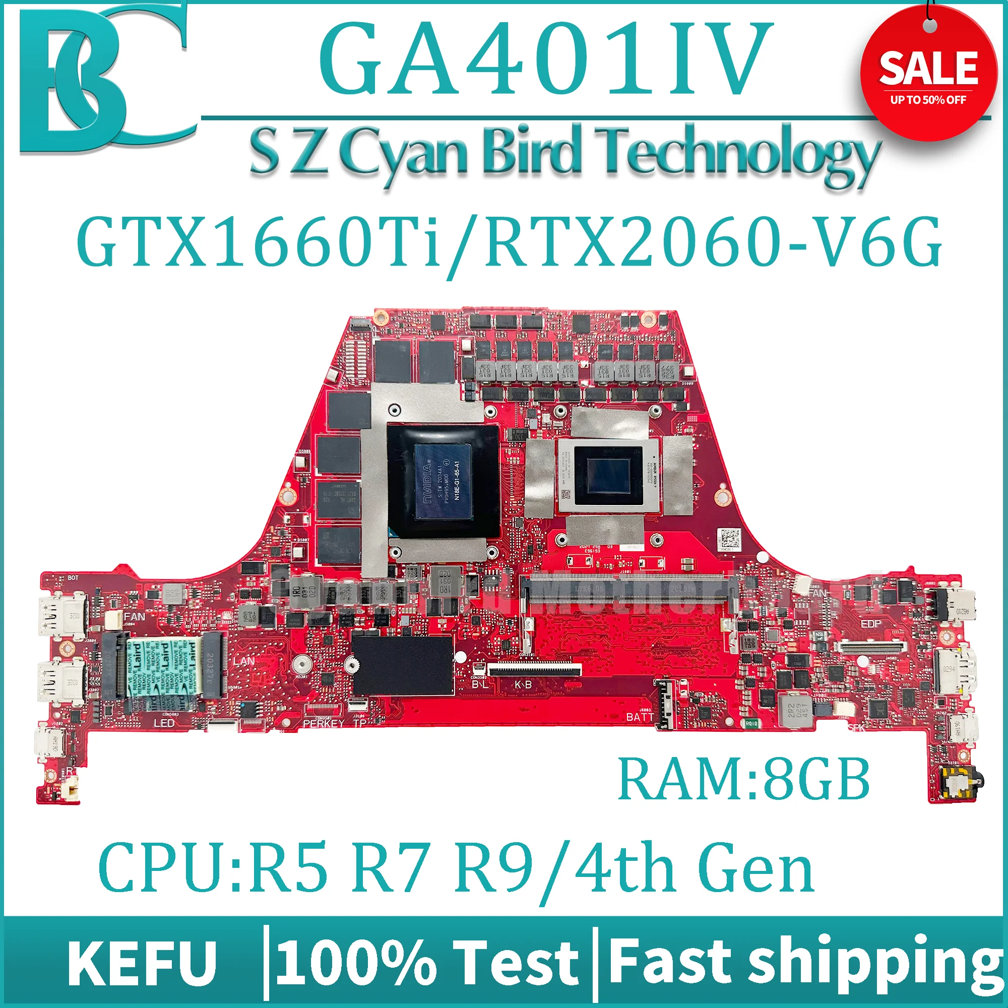 KEFU Scheda Madre GA401I Per ASUS ROG GA401IV GA401II GA401IU GA401IVC Mainboard Del Computer Portatile GTX1650Ti/4G RTX2060/6G R7-4800H R9-4900H