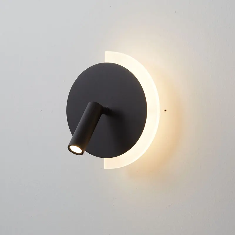 Imagem -02 - Modern Bedside Wall Lamp Led Spotlight Sconce Quarto Sala de Estar Corredor Corredor Escada Preto Branco